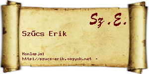 Szűcs Erik névjegykártya